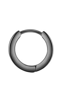 Žiedo formos metalinė aksesuaras su glotnaus, poliruoto juodo paviršiaus. Lygi tekstūra su besiūle konstrukcija ir dviem akcentuotais galais.