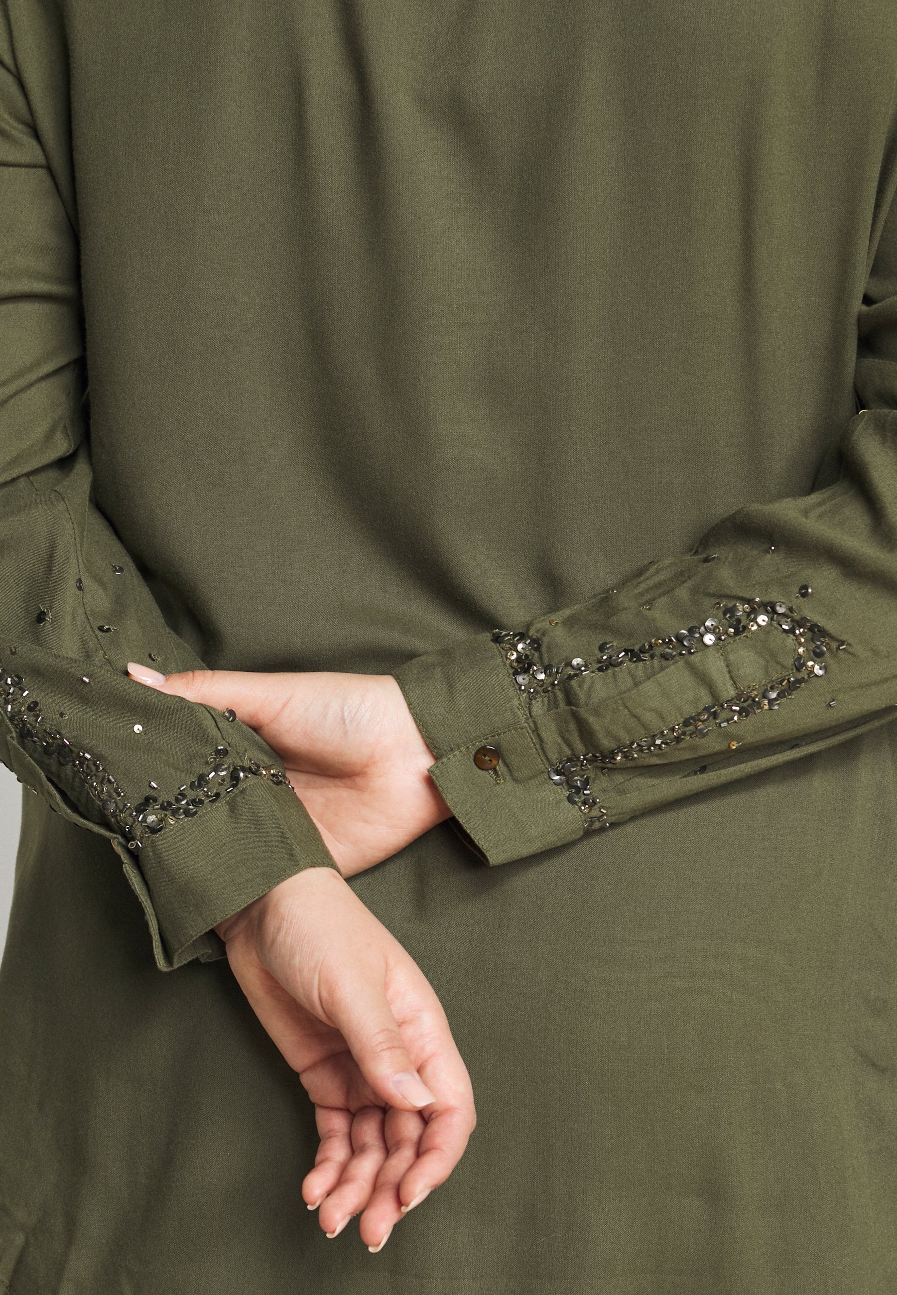 Button-down blouse - khaki - Zalando 