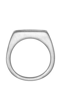 Skrūvējams nerūsējošā tērauda gredzens ar gludu, noapaļotu dizainu un stūrainu augšējo daļu, ar matētu apdari un plašu joslu.