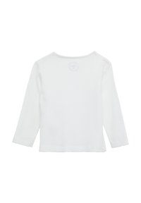Witte lange mouwen shirt van zacht katoen, met een ronde halslijn en stiksels aan de onderrand en de mouwen. Geen zichtbare graphics.