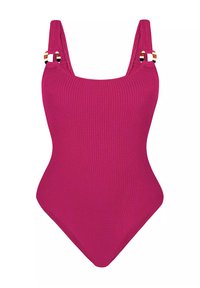 Niewybrane, sportowy kostium kąpielowy, różowy w prążek