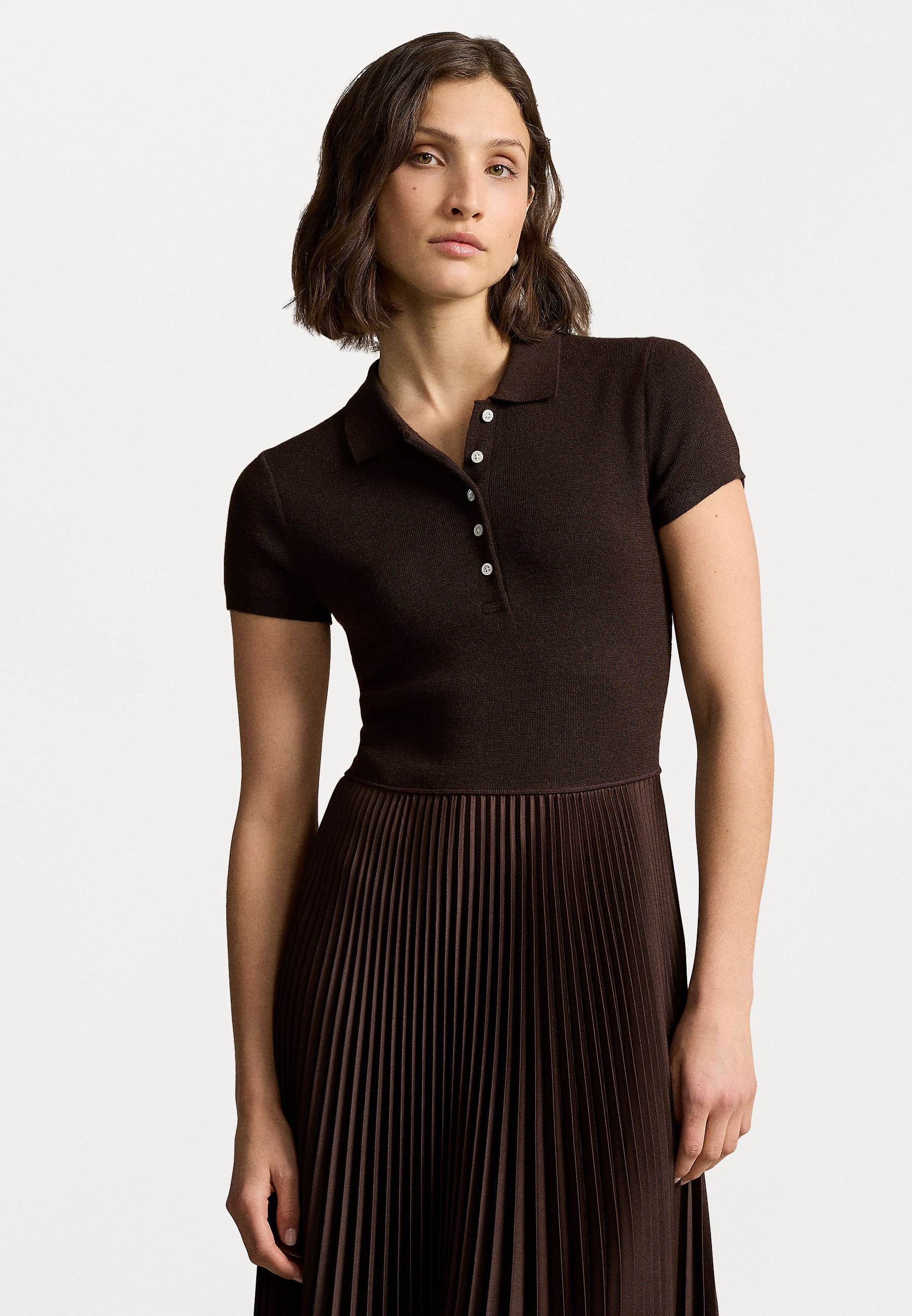 Polo Ralph Lauren POLO SWEATER BODICE MIDI DRESS - Day dress - squire  brown/brown
