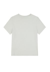 T-shirt gris clair à manches courtes avec un col rond, texture lisse et design simple. Aucun détail graphique ou accent supplémentaire visible.