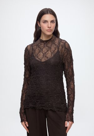 VILA, VIBONLY L/S TURTLENECK TOP/PTY/KA - Блуза - coffee bean