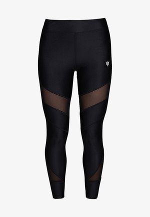 Leggings neri con pannelli in mesh in un design diagonale. Realizzati in un materiale morbido ed elastico con una silhouette aderente.