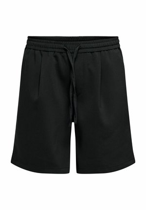 Schwarze Freizeithosen mit elastischem Bund und vorderem Kordelzug, mit Seitentaschen und legerer Passform.