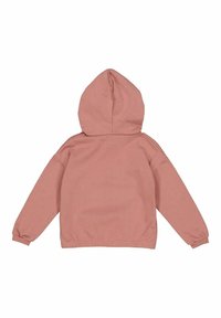 Felpa rosa con un design semplice, texture morbida, maniche lunghe e cappuccio. Il retro non presenta loghi o dettagli aggiuntivi.
