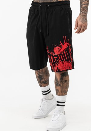 Tapout NORMALE PASSFORM BLASHED - Tracksuit bottoms - black red