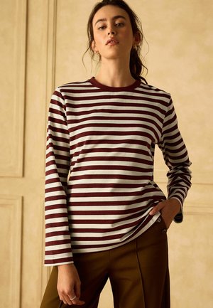 Next, REGULAR FIT - HEAVYWEIGHT LONG SLEEVE CREW NECK T-SHIRT - Long sleeved top - wine stripe