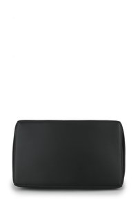 Black leather rectangular bag with smooth texture and minimal stitching. Lacks hardware or visible embellishments, featuring a clean design.