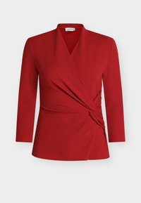 LONG SLEVES TOP WITH ASYMETICAL KNOT - Pikkade varrukatega topp - red as sample