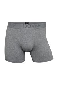 Grå boxer shorts med blødt, strækbart materiale og en komfortabel elastisk talje med "DOVRE" logo. Klassisk pasform med sømløse benåbninger.