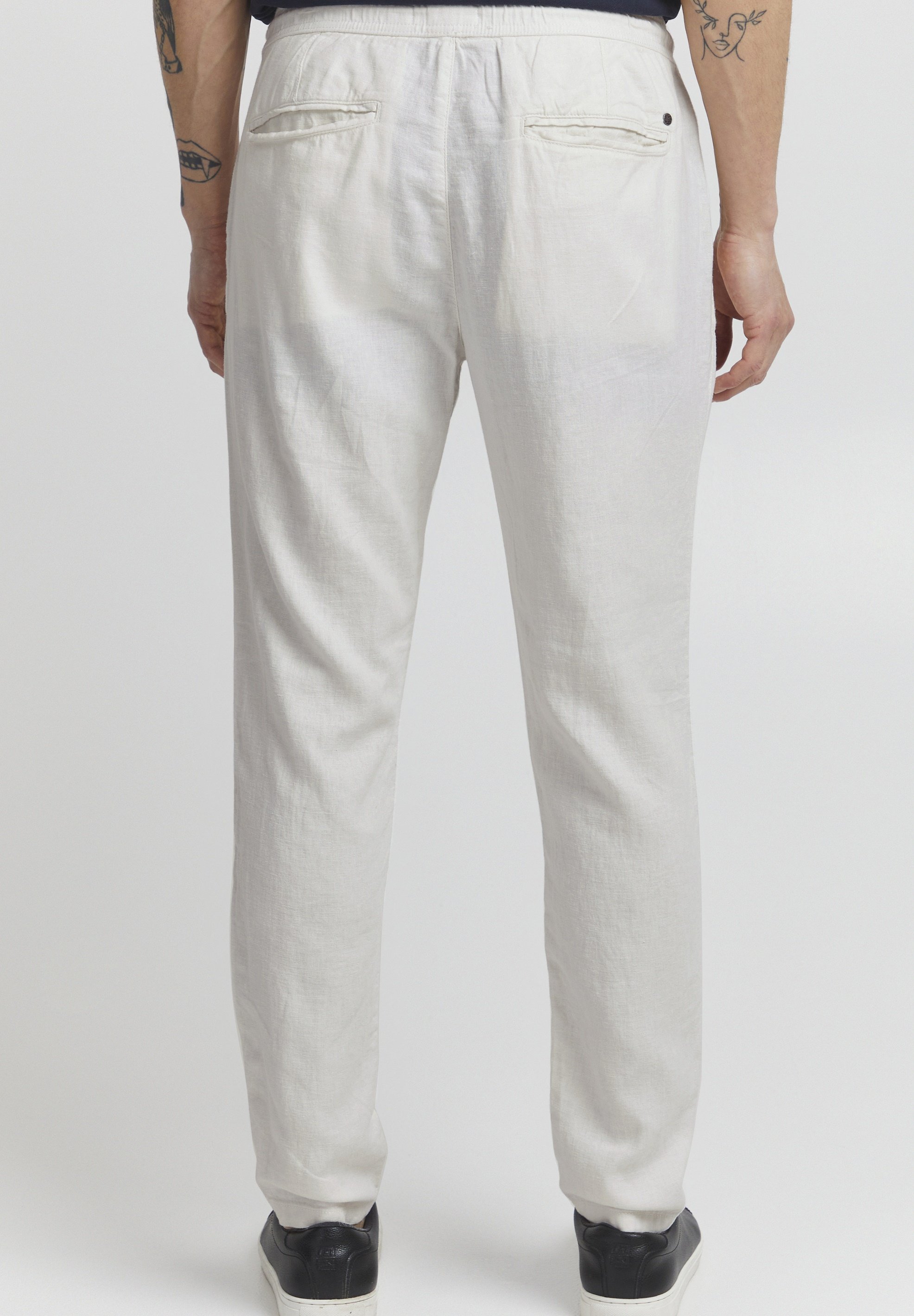 Solid SDTAIZ LINEN MIX - Trousers - off white/white - Zalando.co.uk