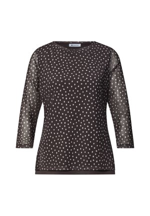 Street One, 3/4-ARM SHIRT AUS MESH MIT PRINT - Blouse - black coffee