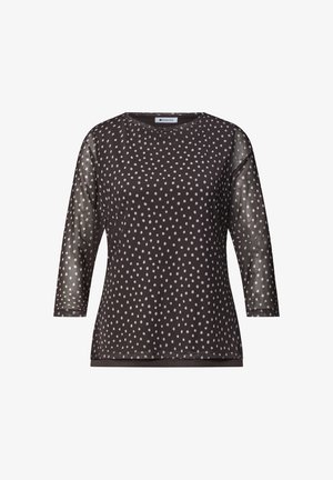 Street One, 3/4-ARM SHIRT AUS MESH MIT PRINT - Blouse - black coffee