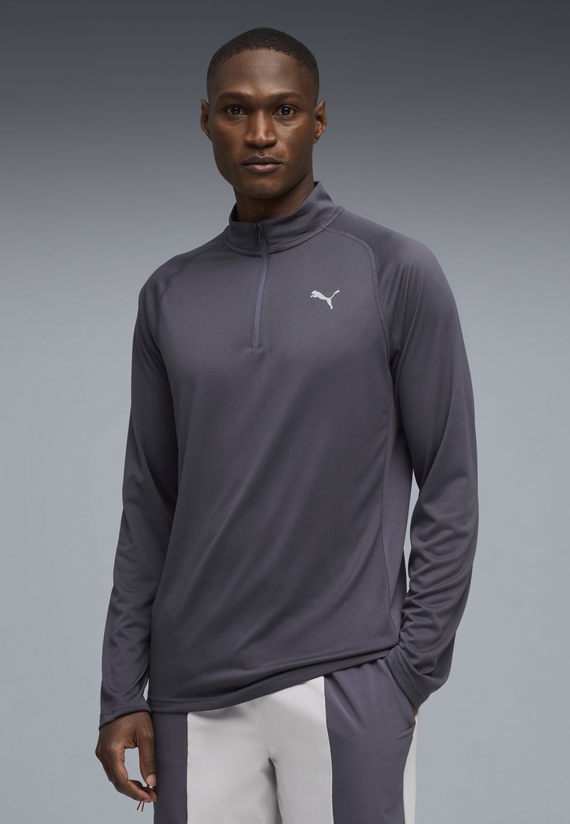 Puma M PWRTRAIN MIX 1/4 ZIP - Top s dlouhým rukávem - galactic gray