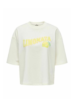 Off-white short-sleeve sweatshirt with yellow "LIMONATA" text and a lemon graphic on the chest.