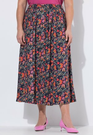 Ulla Popken LANDHAUSDRUCK, A-LINIE, BUNDFALTEN - A-Linien-Rock - marine