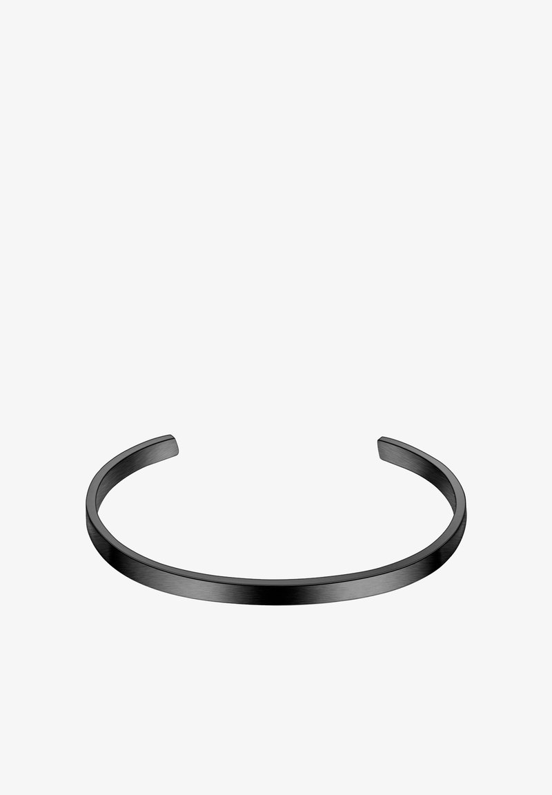 Must mustra cuff-rand, millel on sujuv ja sile viimistlus ning minimalistlik disain. Avatud otstega, millel on kumer kuju, sobib enamikule randme suurustele.