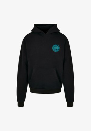 Mustavillane kapuutsiga pluus, millel on eesmine tasku ja ringikujuline türkiissinine grafika, millel on kiri "TANZA TÄHTE ALL". Valmistatud pehmest kangast.