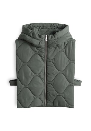 Gevatte hoodie-jack in olijfgroen, met een voorrits, een geweven golvend patroon en verstelbare zijkleppen voor een goede pasvorm.