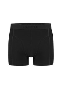 Boxer shorts noirs en tissu lisse. Dotés d'une ceinture élastique confortable avec le nom de la marque et des détails de couture contrastants.
