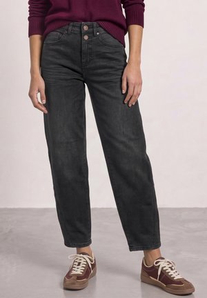 Street One, HIGH-WAISTED BARREL-LEG JEANS IN A LOOSE FIT - Coupe large - black washed