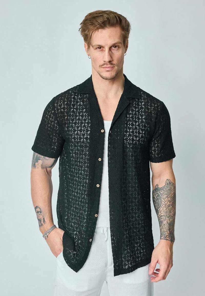 Chemise Homme Absolute Rebellion à Manches Longues Noir Rayures Minuscules - Neuf Avec étiquettes
