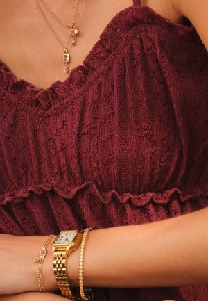 My Jewellery, VINTAGE DOUBLE BRACELET WITH PINK RHINESTONE - Pulsera - gold-coloured