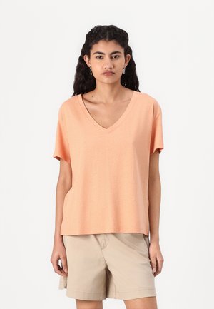 DEEP V NECK TEE - T-shirt basic - peach bloom