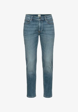 Lyseblå denim-jeans med en regular fit. Har fem lommer, bæltestropper og subtile syninger. Glat tekstur, lige ben-design.