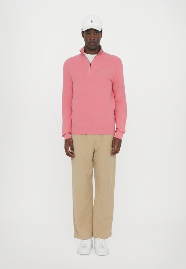 MESH KNIT COTTON QUARTER-ZIP SWEATER - Jumper - desert rose2