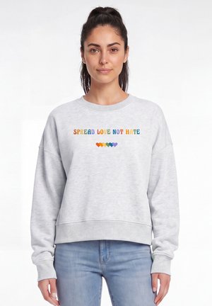 watapparel, SPREAD LOVE NOT HATE - Sweatshirt - cool heather grey