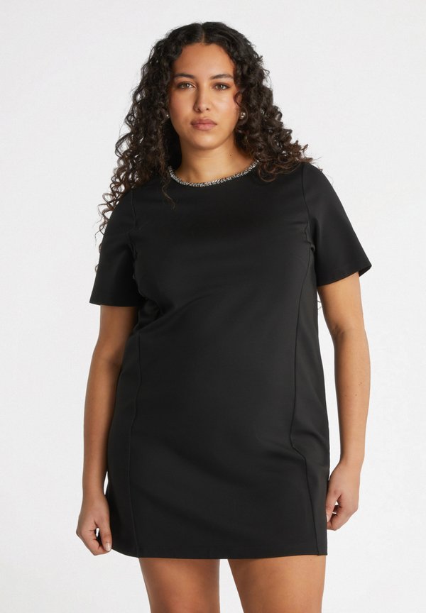 CORTO CON SCOLLO RICAMATO - Freizeitkleid - nero