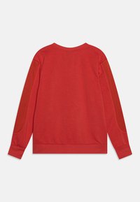 Felpa rossa con maniche lunghe, caratterizzata da pannelli a rete testurizzati sulle spalle. Tessuto morbido e scollatura rotonda. Design minimalista.