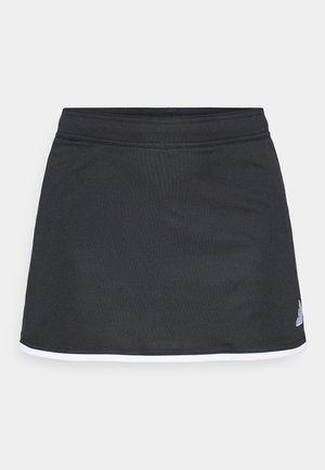 Melnas sporta svārki ar gludu tekstūru, ar baltiem apmalēm un smalku logotipa akcentu. Dizainā iekļauts pieguļošs jostas josla un viegls materiāls.