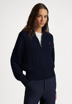 Polo Ralph Lauren CABLE-KNIT COTTON QUARTER-ZIP SWEATER - Pulóver - hunter navy