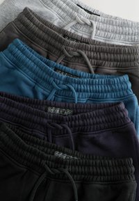 Pantalons de sport actifs dans différentes couleurs : gris, gris foncé, bleu, marine et noir. Comprend des taille élastiques avec cordons de serrage et des détails de marque.