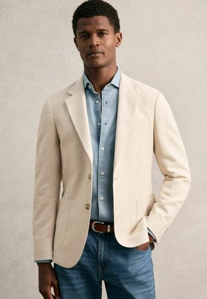 REGULAR FIT HOP SINGLE BREASTED TEXTURED - Sakko - stone