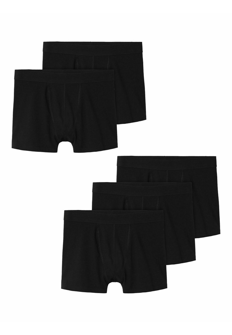 Coffret de cinq boxers en coton noir, avec un design ajusté, une taille élastique et des coutures renforcées sur la poche avant.