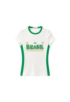 Stradivarius, CONTRAST NECK T-SHIRT WITH SLOGAN - Majica kratkih rukava s printom - green