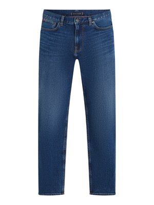Blå denimjeans med rett ben, med knappelukking, fem lommer og subtil broderi detalj. Klassisk design og passform.