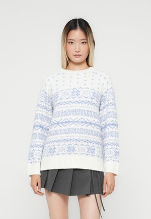 ONLXMAS NORDIC - Pullover - cloud dancer/ultra marine