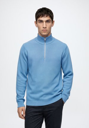 Selected SLHDANE LS KNIT STRUCTURE HALF ZIP NOOS - Pullover - blissful blue