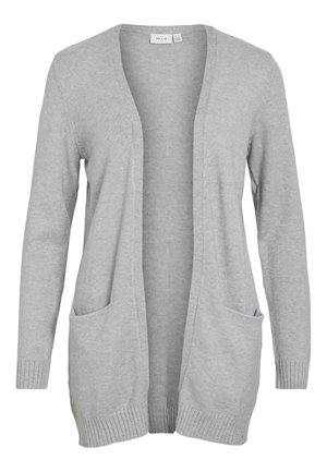 Szürke kardigán, könnyű kötött anyagból, nyitott elülső résszel, két elülső zsebbel, valamint bordázott mandzsettákkal �és szegéllyel. Egyszerű, alkalmi dizájn.