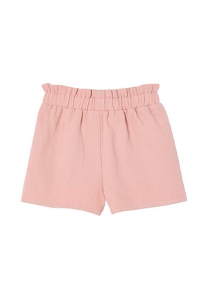 Light pink cotton shorts with an elastic gathered waistband and a loose fit, displayed on a white background.