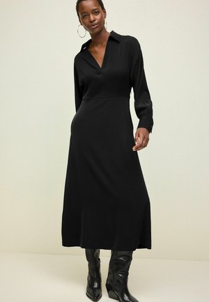 Next LONG SLEEVE V-NECK MIDI - REGULAR FIT - Denné šaty - black