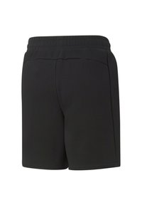 Czarne sportowe szorty z elastycznym pasem, o gładkiej fakturze i czystym designie. Posiadają dwie tylne kieszenie.