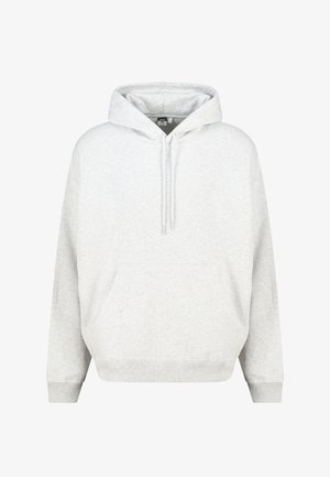 Lichtgrijze hoodie van een katoenmix, met een kangaroozak aan de voorkant, capuchon met trekkoorden, geribbelde mouwen en een losse pasvorm.