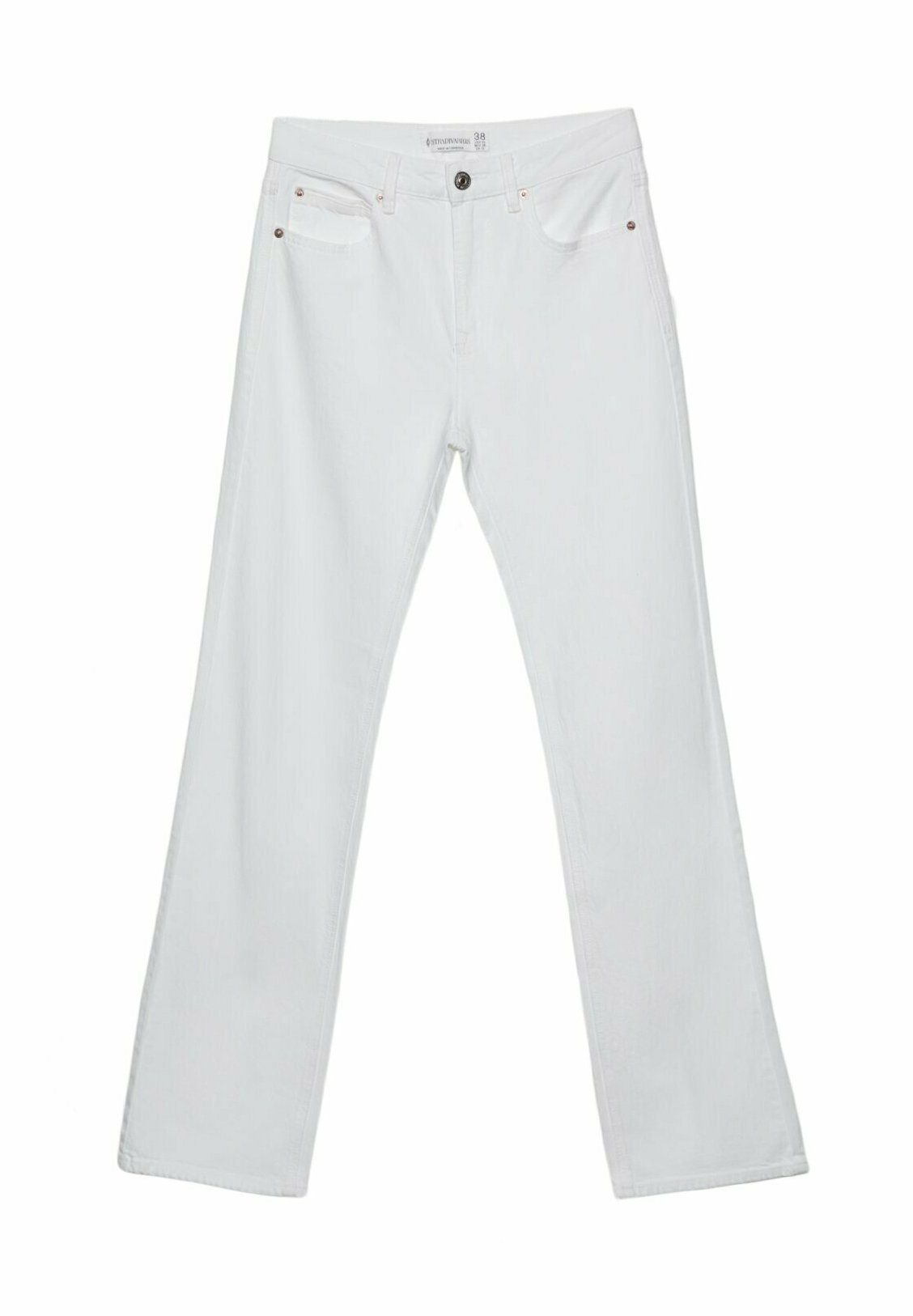 White straight leg jeans